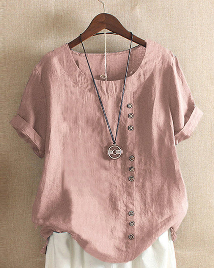 Kelly | Einfarbige Kurzarmbluse mit Rundhalsausschnitt Kraus Modehaus Women Top