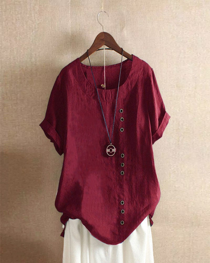 Kelly | Einfarbige Kurzarmbluse mit Rundhalsausschnitt Kraus Modehaus Women Top