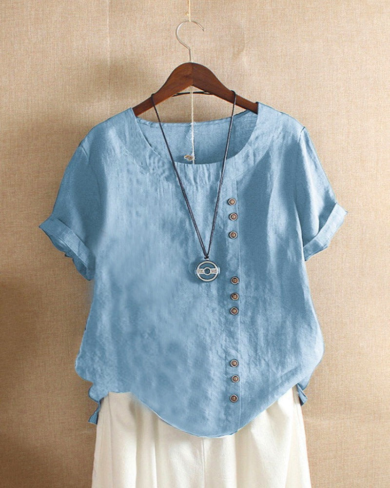 Kelly | Einfarbige Kurzarmbluse mit Rundhalsausschnitt Kraus Modehaus Women Top