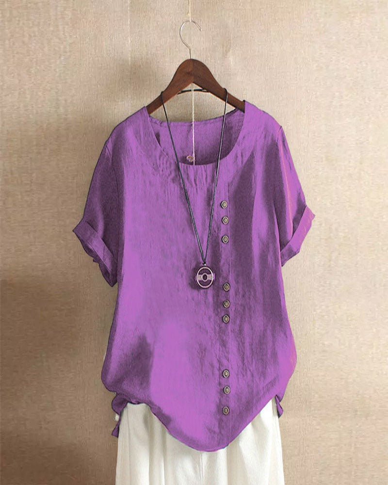 Kelly | Einfarbige Kurzarmbluse mit Rundhalsausschnitt Kraus Modehaus Women Top