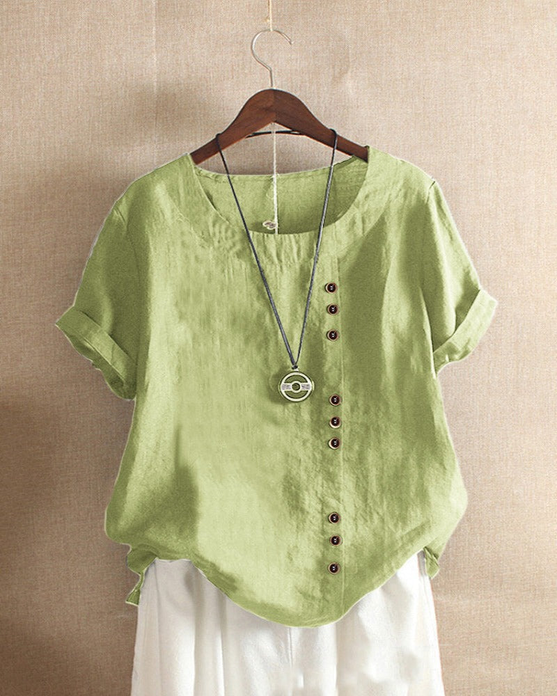 Kelly | Einfarbige Kurzarmbluse mit Rundhalsausschnitt Kraus Modehaus Women Top