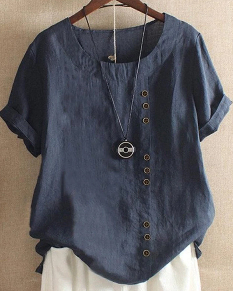 Kelly | Einfarbige Kurzarmbluse mit Rundhalsausschnitt Kraus Modehaus Women Top
