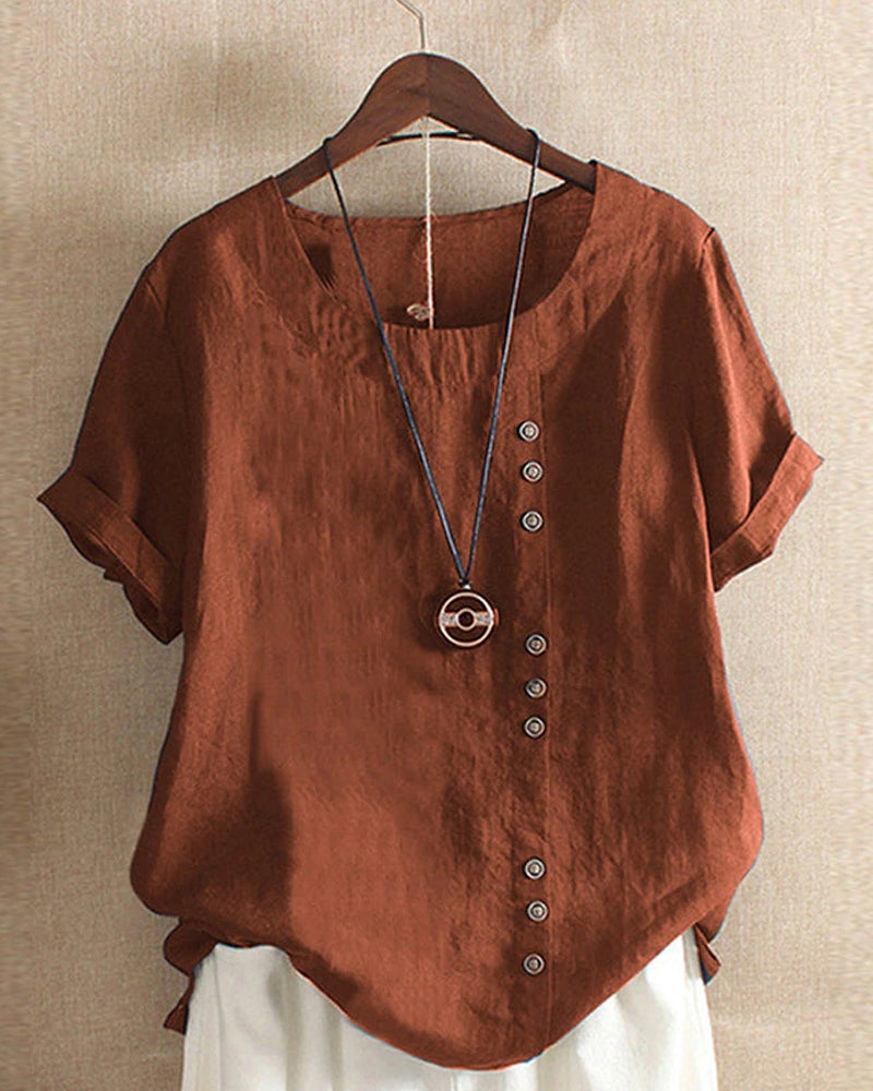 Kelly | Einfarbige Kurzarmbluse mit Rundhalsausschnitt Kraus Modehaus Women Top
