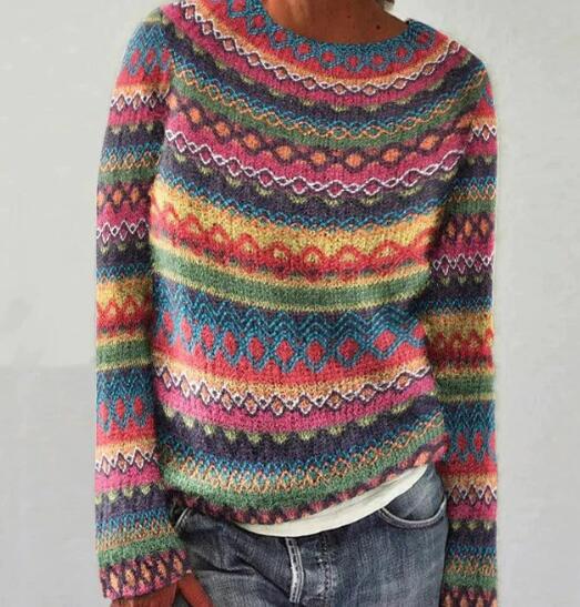 Manonin - Damen Bunter Gestreifter Pullover - Warm Kraus Modehaus Women Sweaters